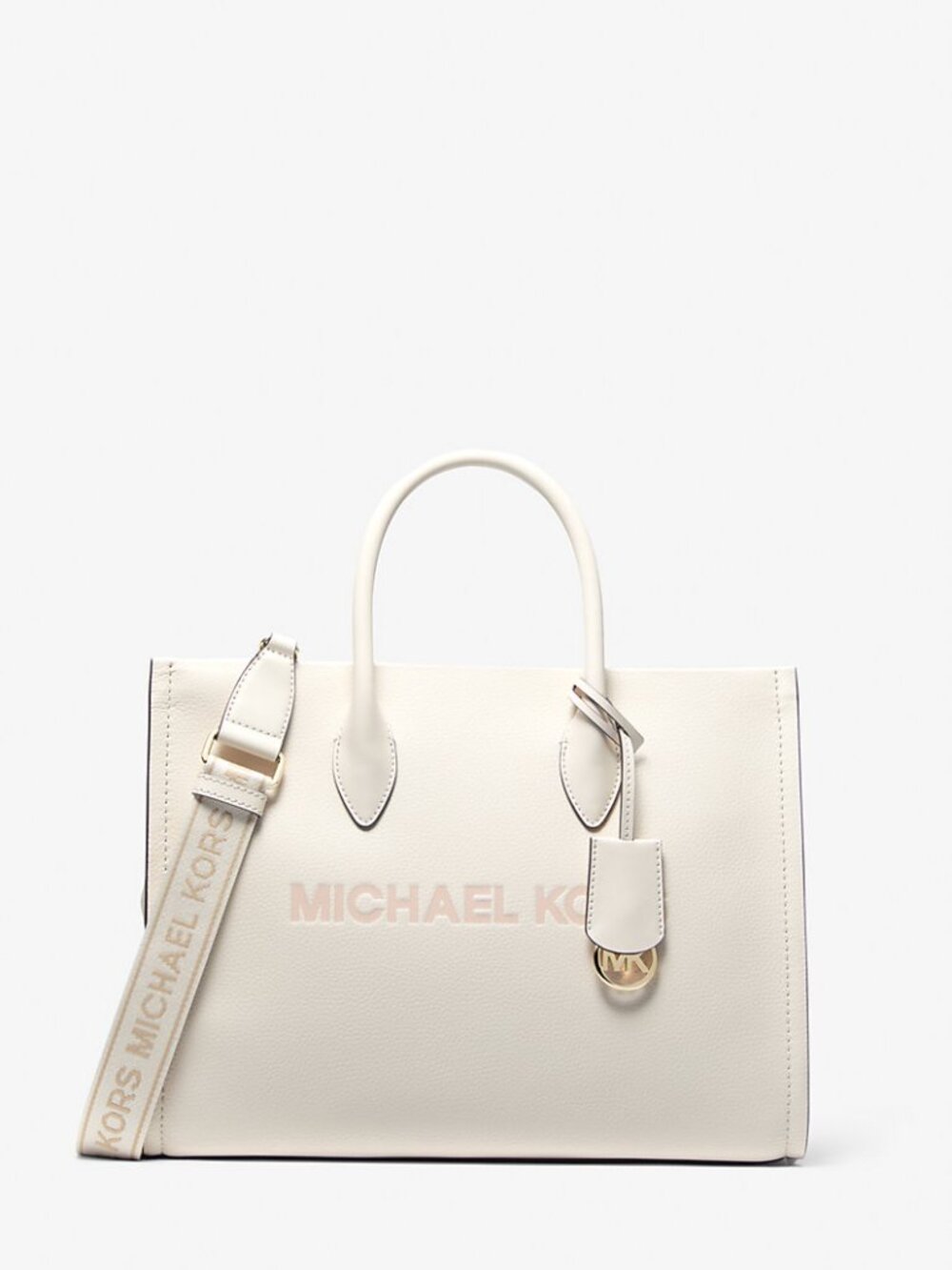 Michael Kors  Mirella Medium Pebbled Leather Tote Bag LT CREAM